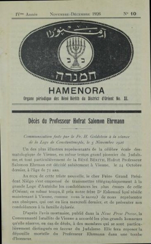 Hamenora. novembre - décembre 1926 Vol 04 N° 10